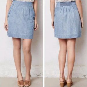 Anthropologie Holding Horses Chambray Dot Skirt. Size 10